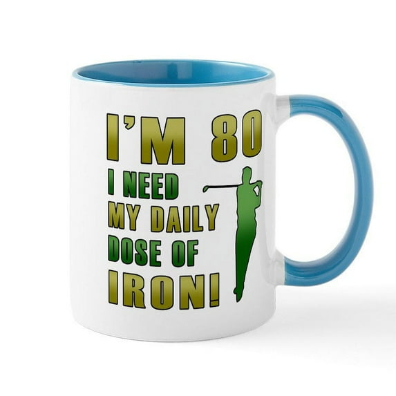CafePress - 80Th Birthday Golf Humor Mug - 11 oz Ceramic Mug - Novelty Coffee Tea Cup