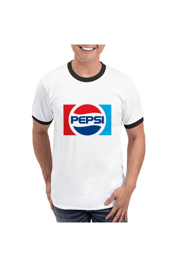 - 90S Pepsi Logo Men's Ringer T Shirt - 100% Cotton Ringed T-Shirt