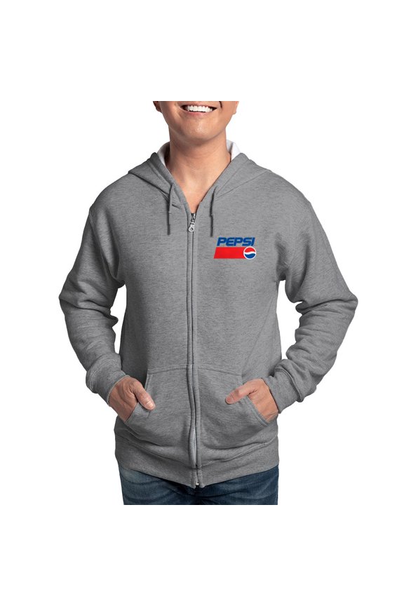 - 90S Pepsi Logo Men's Zip Up Hoodie - Zip Hoodie, Classic Hooded Sweatshirt with Metal Zipper