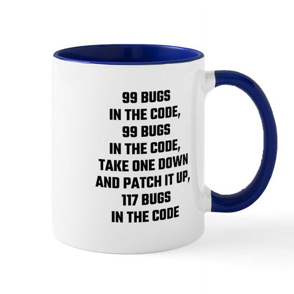 CafePress - 99 Bugs In The Code Mugs - 11 oz Ceramic Mug - Novelty Coffee Tea Cup