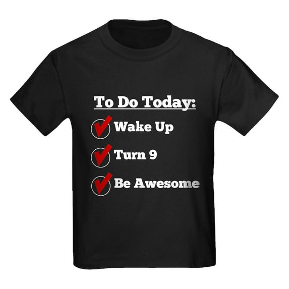 CafePress - 9Th Birthday Checklist T Shirt - Dark T-Shirt Kids XS-XL