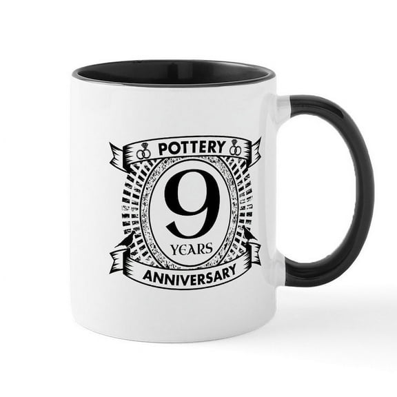 CafePress - 9Th Pottery Traditional Wedding Anniversary Mugs - 11 oz Ceramic Mug - Novelty Coffee Tea Cup