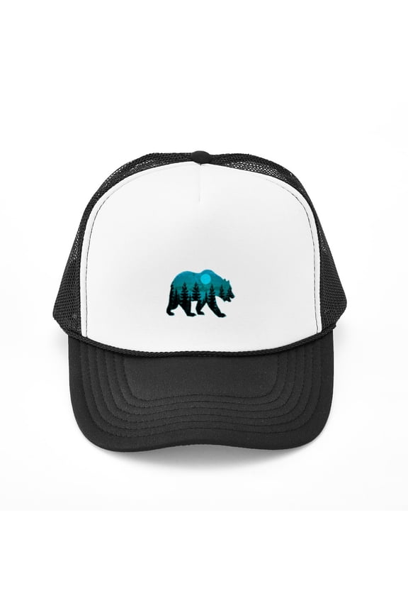 - A BLUE MOON - Adjustable Unisex Printed Trucker Hat with Mesh Back