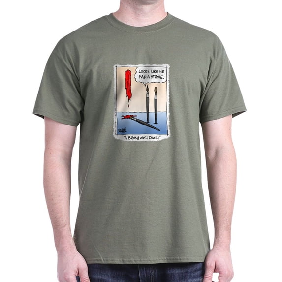CafePress - A Brush With Death T Shirt - Men's Classic Graphic Cotton T-Shirt