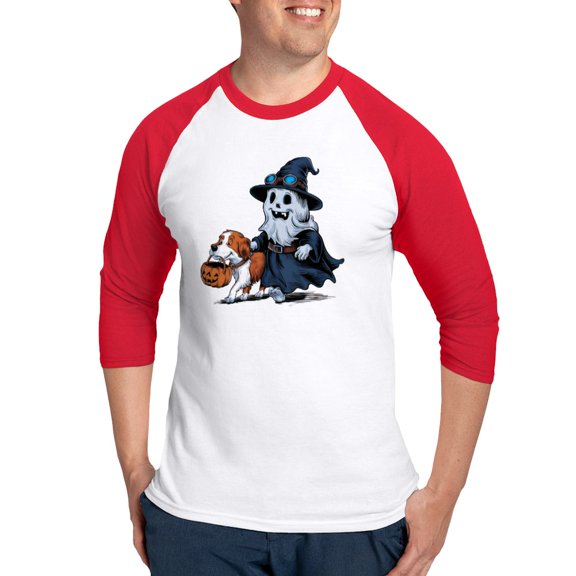CafePress - A Cartoon Of A Skull With A Top Hat And A Dog - Cotton Baseball Jersey, 3/4 Raglan Sleeve Shirt