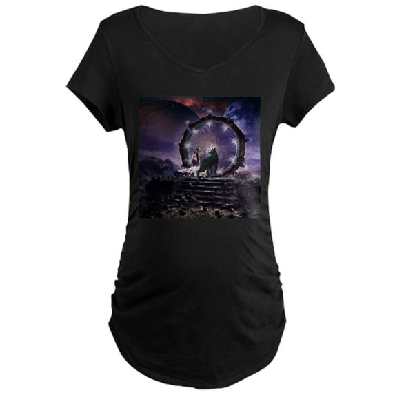 CafePress - A Fairy And A Dark Wolf Maternity T Shirt - Maternity Dark T-Shirt