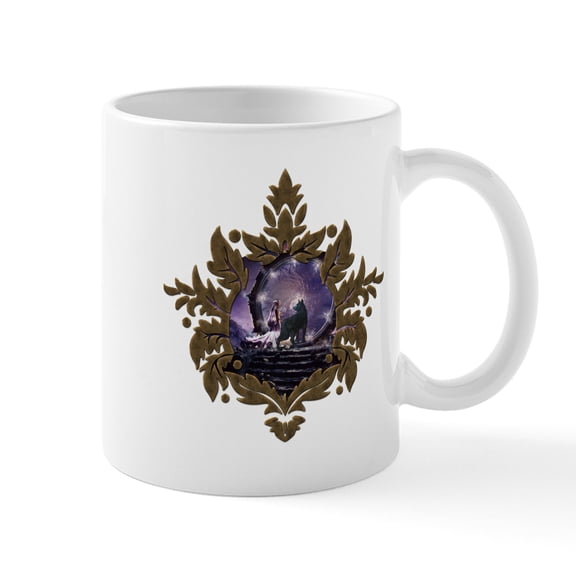 CafePress - A Fairy And A Dark Wolf Mugs - 11 oz Ceramic Mug - Novelty Coffee Tea Cup