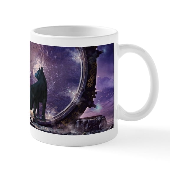 CafePress - A Fairy And A Dark Wolf Mugs - 11 oz Ceramic Mug - Novelty Coffee Tea Cup