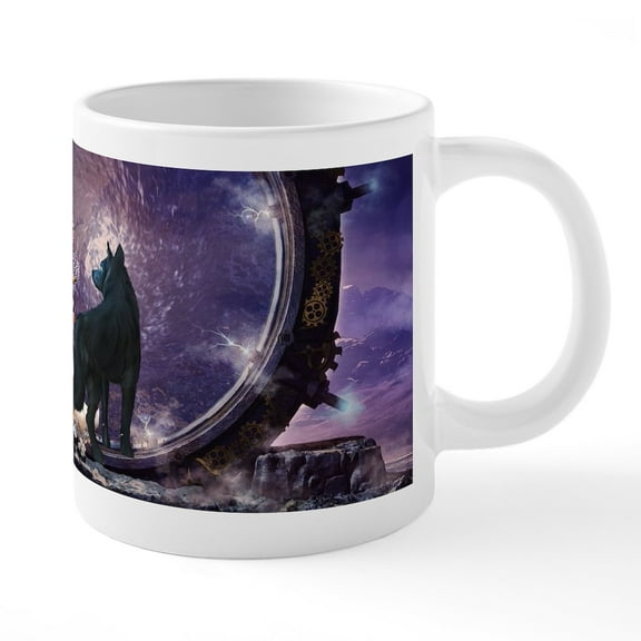 CafePress - A Fairy And A Dark Wolf Mugs - 20 Oz White Ceramic Mega Mug