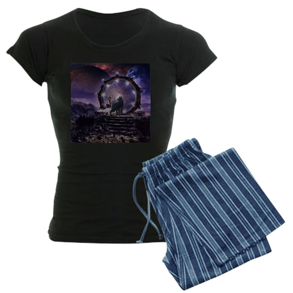 CafePress - A Fairy And A Dark Wolf Pajamas - Women's Dark Pajamas