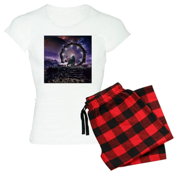 CafePress - A Fairy And A Dark Wolf Pajamas - Women's Light Pajamas
