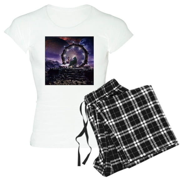 CafePress - A Fairy And A Dark Wolf Pajamas - Women's Light Pajamas