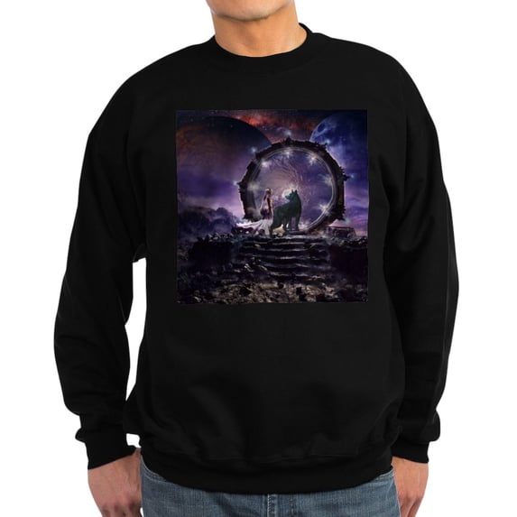 CafePress - A Fairy And A Dark Wolf Sweatshirt - Classic Crew Neck Sweatshirt