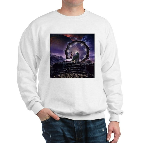 CafePress - A Fairy And A Dark Wolf Sweatshirt - Crew Neck Sweatshirt