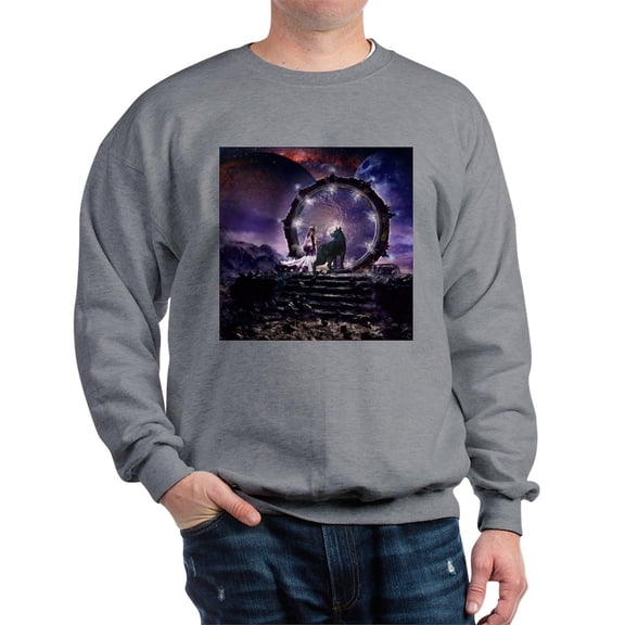 CafePress - A Fairy And A Dark Wolf Sweatshirt - Crew Neck Sweatshirt