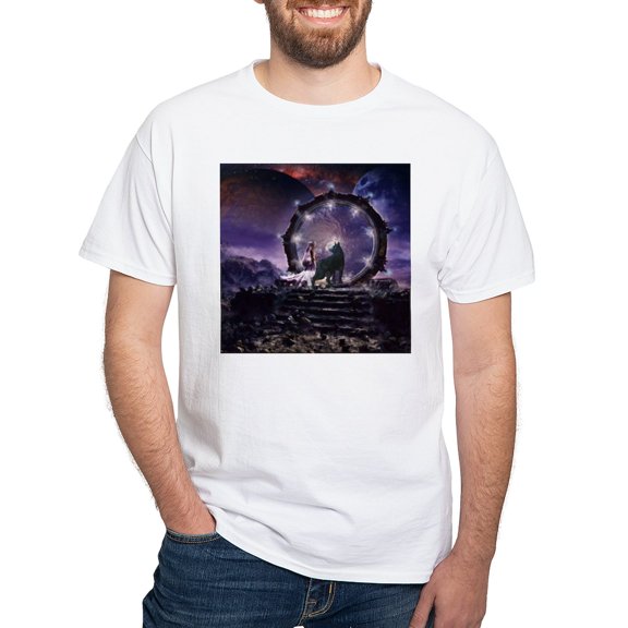 CafePress - A Fairy And A Dark Wolf T Shirt - Men's White Classic Cotton T-Shirts