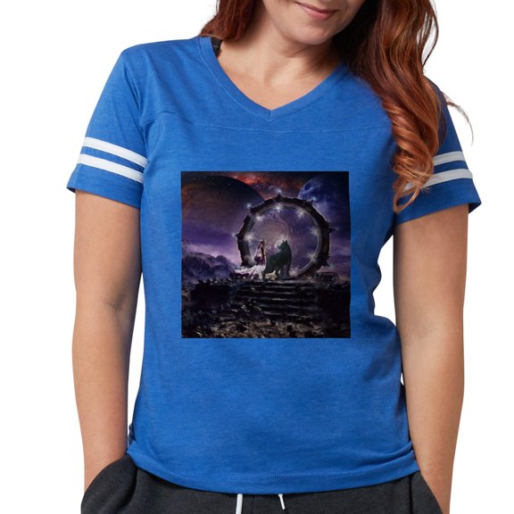 CafePress - A Fairy And A Dark Wolf T Shirt - Womens Football Shirt