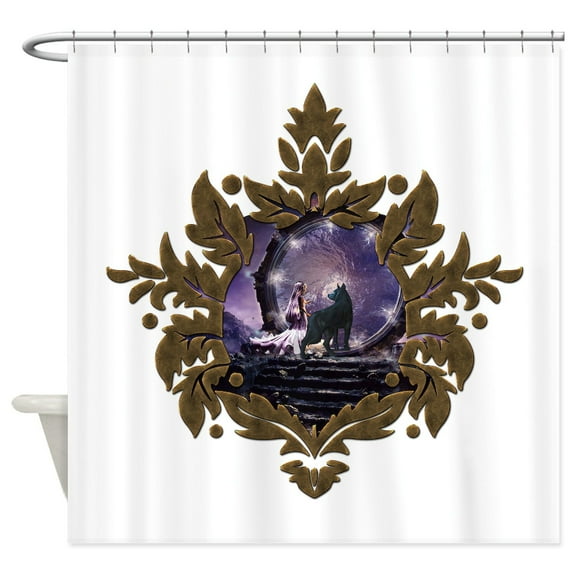 CafePress - A Fairy And A Dark Wolf - Unique Fabric Shower Curtain 70" x 72"