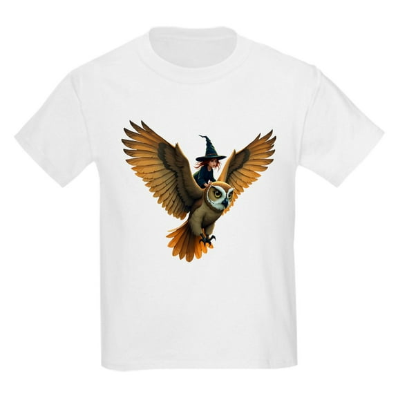 CafePress - A Giant Owl Through A Moonlit Sky Kids T Shirt - Light Classic Kids Graphic, Short Sleeve T-Shirt, Sizes XS-XL