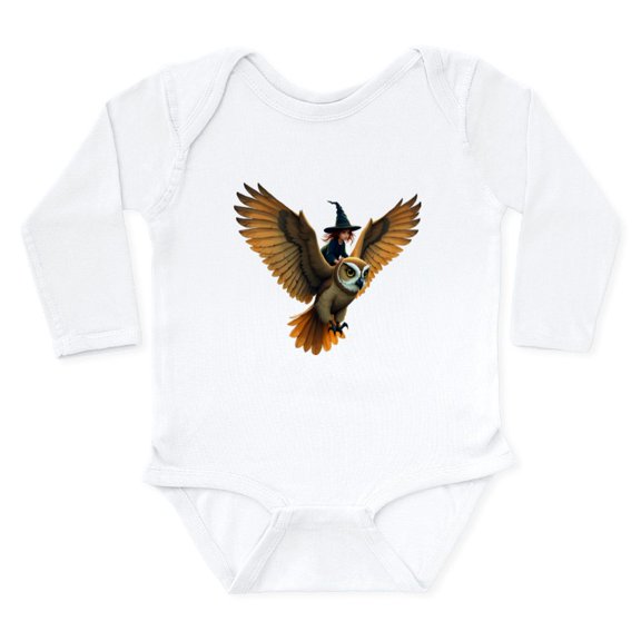 CafePress - A Giant Owl Through A Moonlit Sky - Long Sleeve Cotton Baby Bodysuit