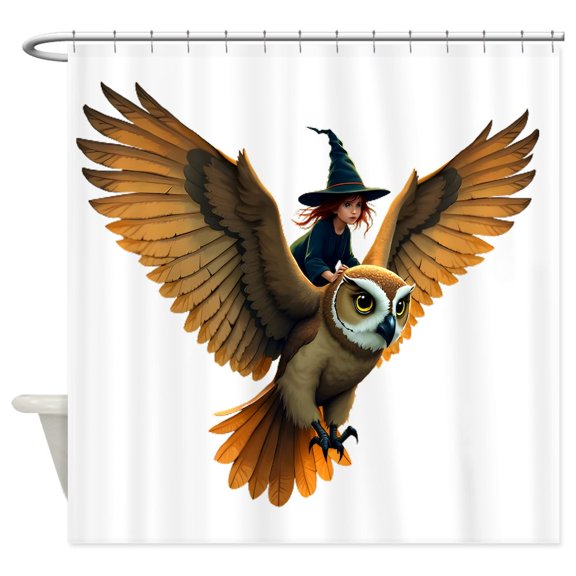 CafePress - A Giant Owl Through A Moonlit Sky - Unique Fabric Shower Curtain 70" x 72"
