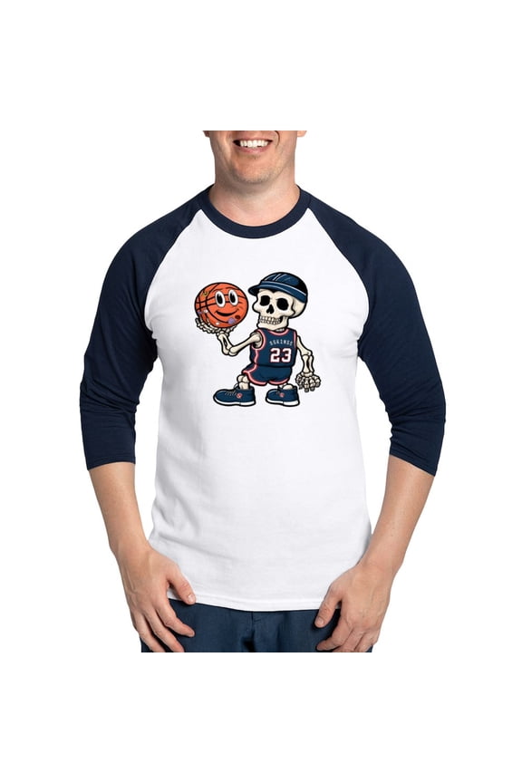 - A Humorous And Creative Basketball Play - Cotton Baseball Jersey, 3/4 Raglan Sleeve Shirt