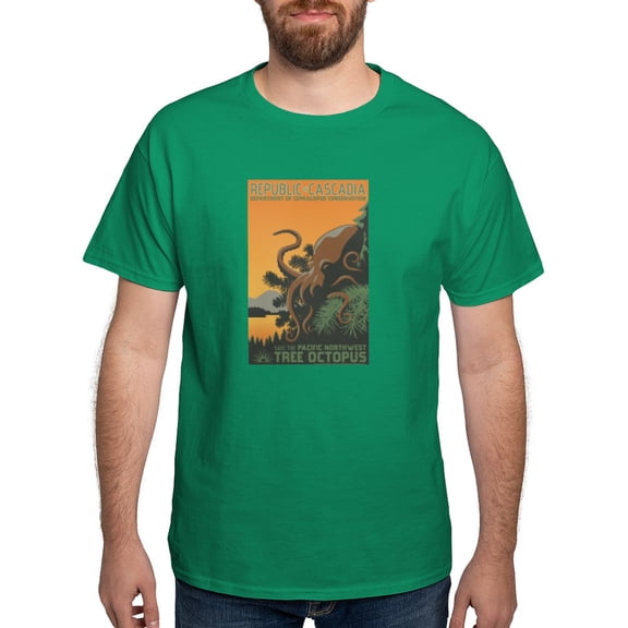 CafePress - A New Dawn Tree Octopus T Shirt - Men's Classic Graphic Cotton T-Shirt