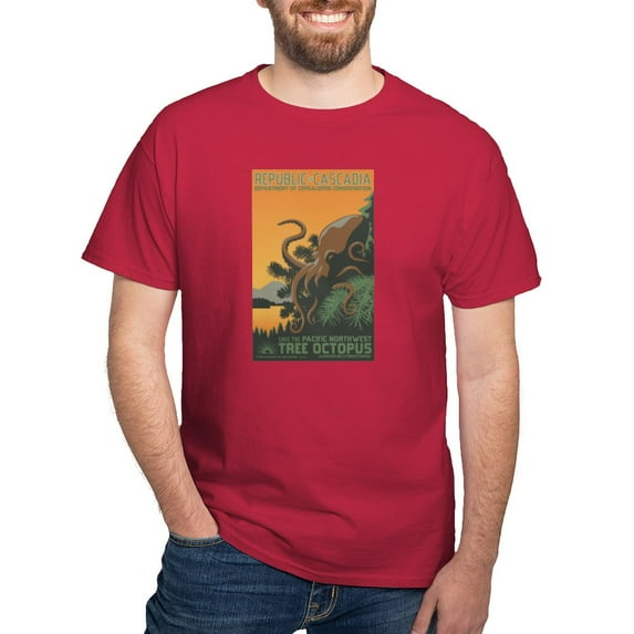 CafePress - A New Dawn Tree Octopus T Shirt - Men's Classic Graphic Cotton T-Shirt