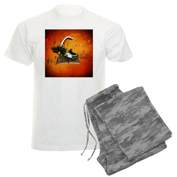 CafePress - A Piano Is Flying Out Of A Book. Pajamas - Men's Light Loose Fit Cotton Pajama Set