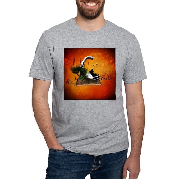 CafePress - A Piano Is Flying Out Of A Book. T Shirt - Fitted T-Shirt, Vintage Fit Soft Cotton Tee