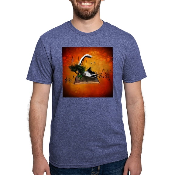 CafePress - A Piano Is Flying Out Of A Book. T Shirt - Mens Tri-blend T-Shirt
