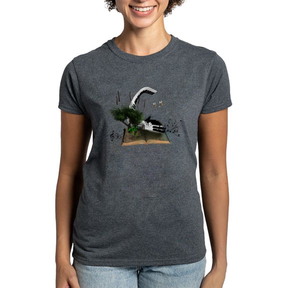 CafePress - A Piano Is Flying Out Of A Book. T Shirt - Women's Traditional Fit Dark T-Shirt
