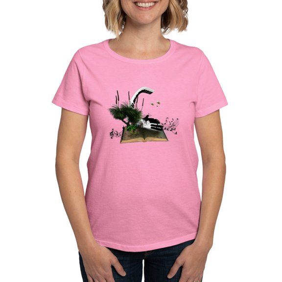 CafePress - A Piano Is Flying Out Of A Book. T Shirt - Women's Traditional Fit Dark T-Shirt