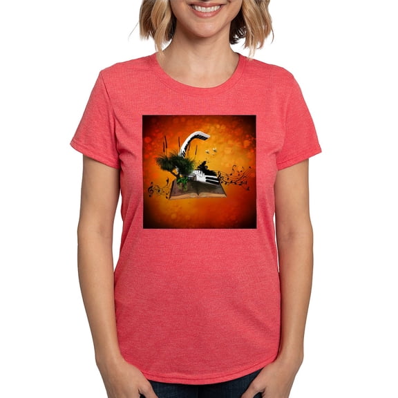 CafePress - A Piano Is Flying Out Of A Book. T Shirt - Womens Tri-blend T-Shirt