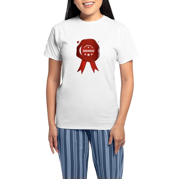 CafePress - A Product Of Arkansas Pajamas - Women's Short Sleeve Print T-Shirt and Pants Light Cotton Pajama Set