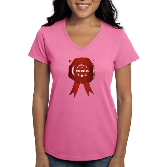 CafePress - A Product Of Arkansas T Shirt - Women's V-Neck Dark T-Shirt
