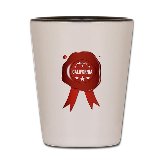 CafePress - A Product Of California - White/Black Shot Glass, Unique and Funny Shot Glass