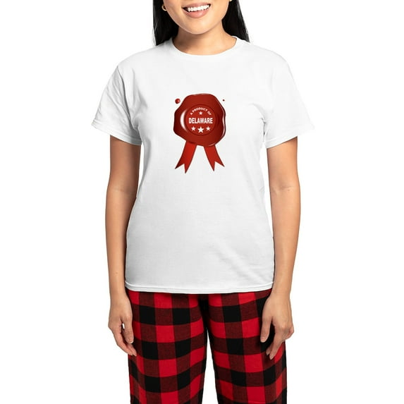 CafePress - A Product Of Delaware Pajamas - Women's Short Sleeve Print T-Shirt and Pants Light Cotton Pajama Set