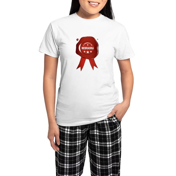 CafePress - A Product Of Nebraska Pajamas - Women's Short Sleeve Print T-Shirt and Pants Light Cotton Pajama Set