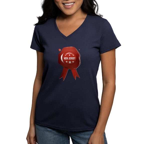 CafePress - A Product Of New Jersey T Shirt - Women's V-Neck Dark T-Shirt