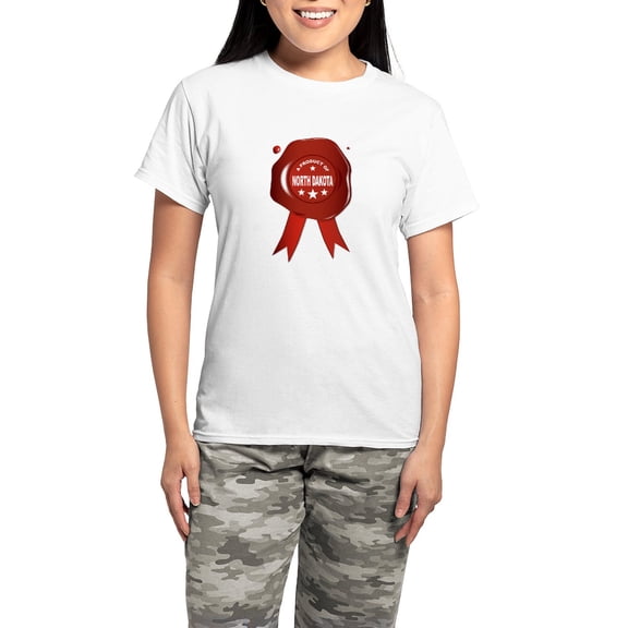 CafePress - A Product Of North Dakota Pajamas - Women's Short Sleeve Print T-Shirt and Pants Light Cotton Pajama Set