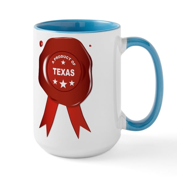CafePress - A Product Of Texas Mugs - 15 oz Ceramic Large White Novelty Mug