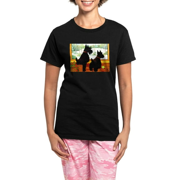 CafePress - A Scotty Dog Christmas Women's Dark Pajamas - Women's Short Sleeve Print T-Shirt and Pants Dark Cotton Pajama Set