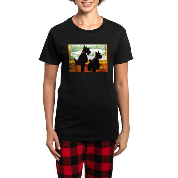 CafePress - A Scotty Dog Christmas Women's Dark Pajamas - Women's Short Sleeve Print T-Shirt and Pants Dark Cotton Pajama Set