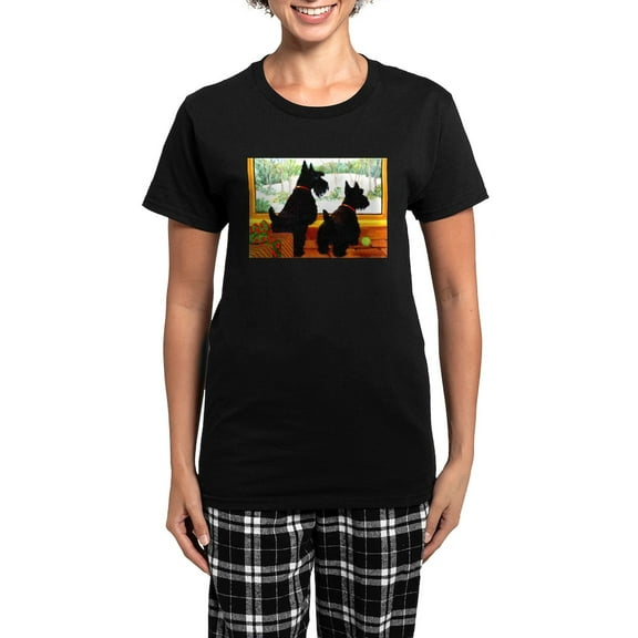 CafePress - A Scotty Dog Christmas Women's Dark Pajamas - Women's Short Sleeve Print T-Shirt and Pants Dark Cotton Pajama Set