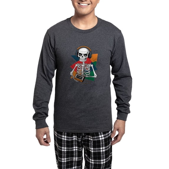 CafePress - A Skeletal Figure With A T Shirt Featuring - Men's Long Sleeve Charcoal Pajama Set