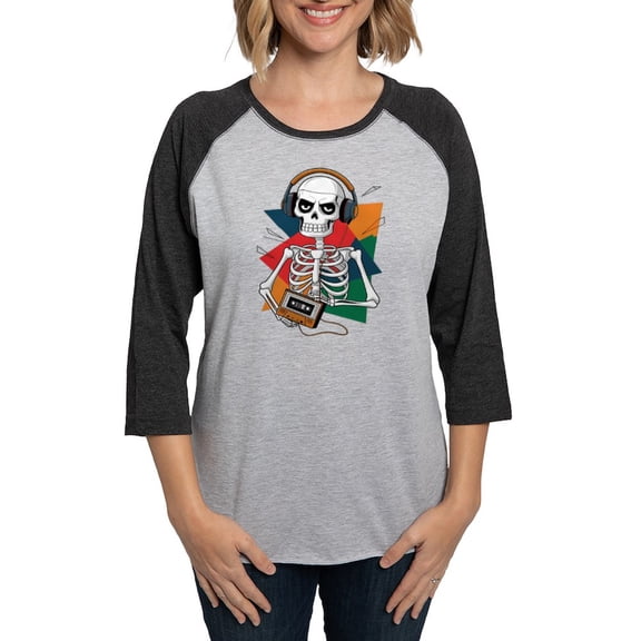 CafePress - A Skeletal Figure With A T Shirt Featuring Women's Baseball T Shirt - Womens Baseball Tee