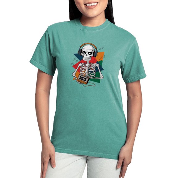 CafePress - A Skeletal Figure With A T Shirt Featuring Women's Comfort Colors® T Shirt - Womens Comfort Colors® Shirt