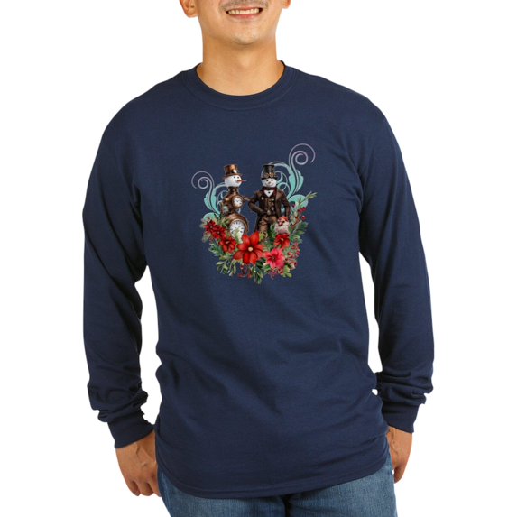 CafePress - A Steampunk Snowman Long Sleeve T Shirt - Long Sleeve Dark T-Shirt