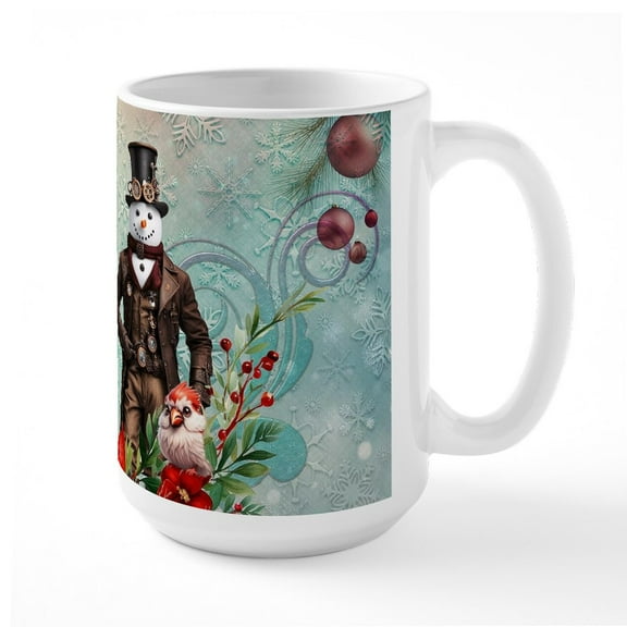 CafePress - A Steampunk Snowman Mugs - 15 oz Ceramic Large White Nolvety Mug